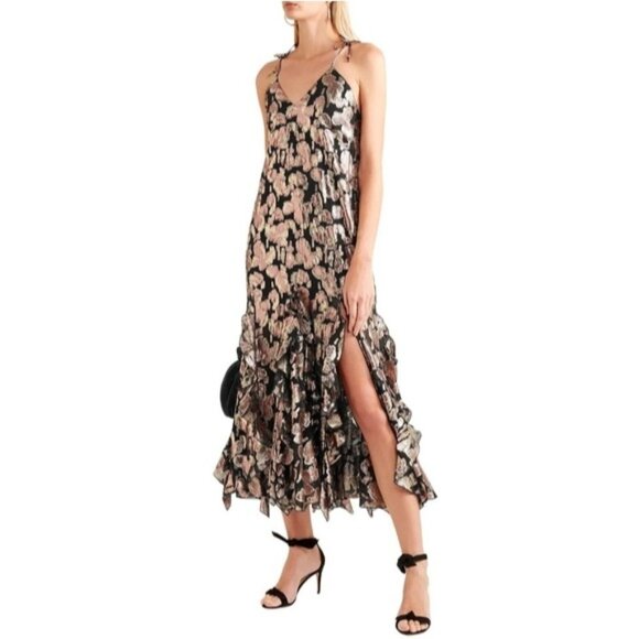Alice McCall Best of You Dress in Rose Gold Floral Jacquard Print